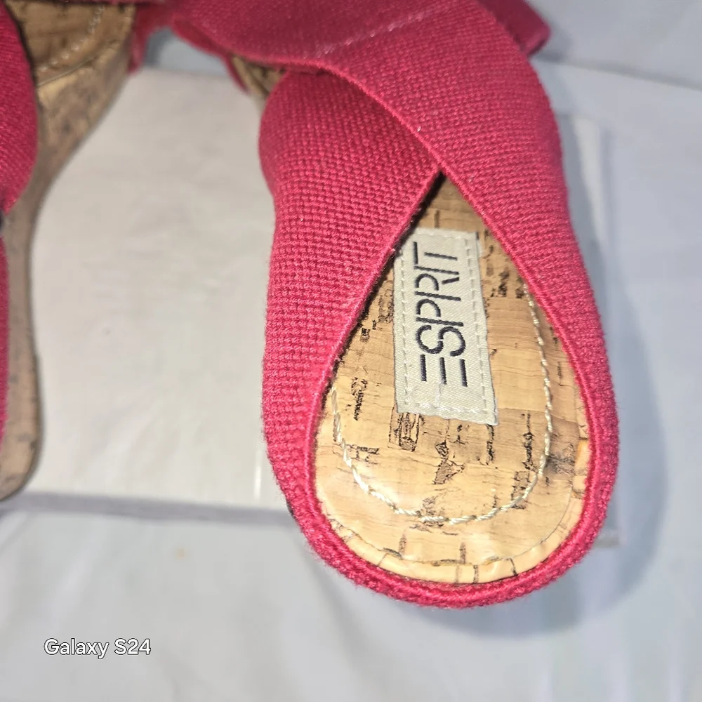 Esprit Women's Cork Wedge Sandals, Size 7.5 M Raspberry Pink - Picture 4 of 15